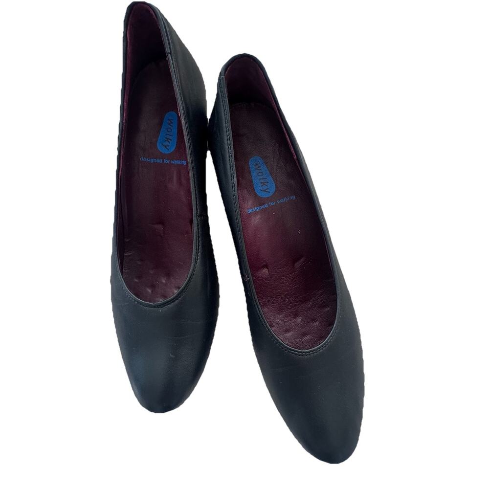 Wolky Smooth Black Leather Comfort Pumps Womens Shoes EU 41 US 10 10.5